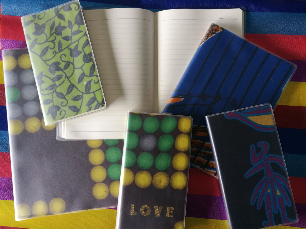 Upcycled notebooks  bound in African cloth